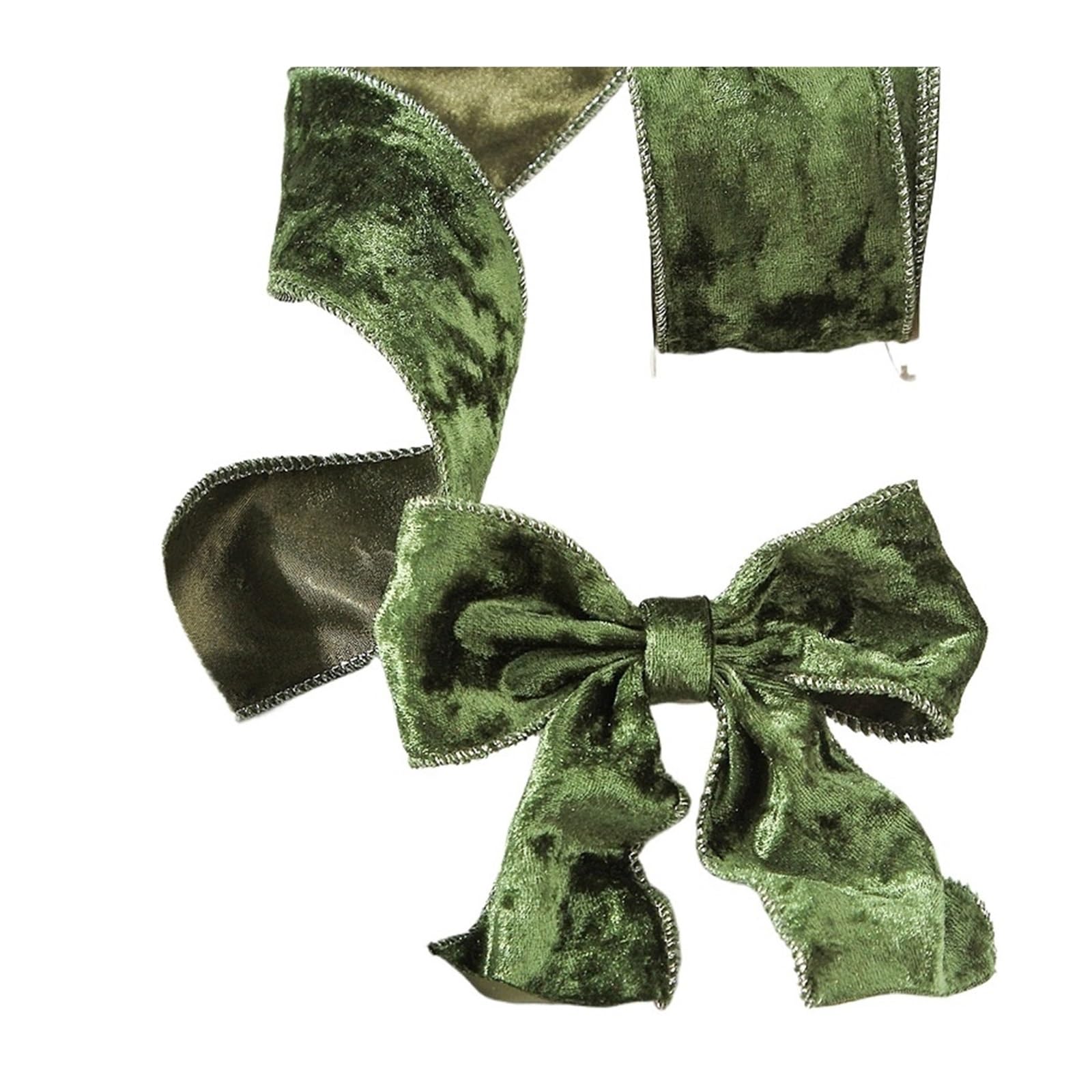 wstążka aksamitna, Wstążka aksamitna do rękodzieła wielokolorowa 10 jardów 60 mm 2 szt(Green)