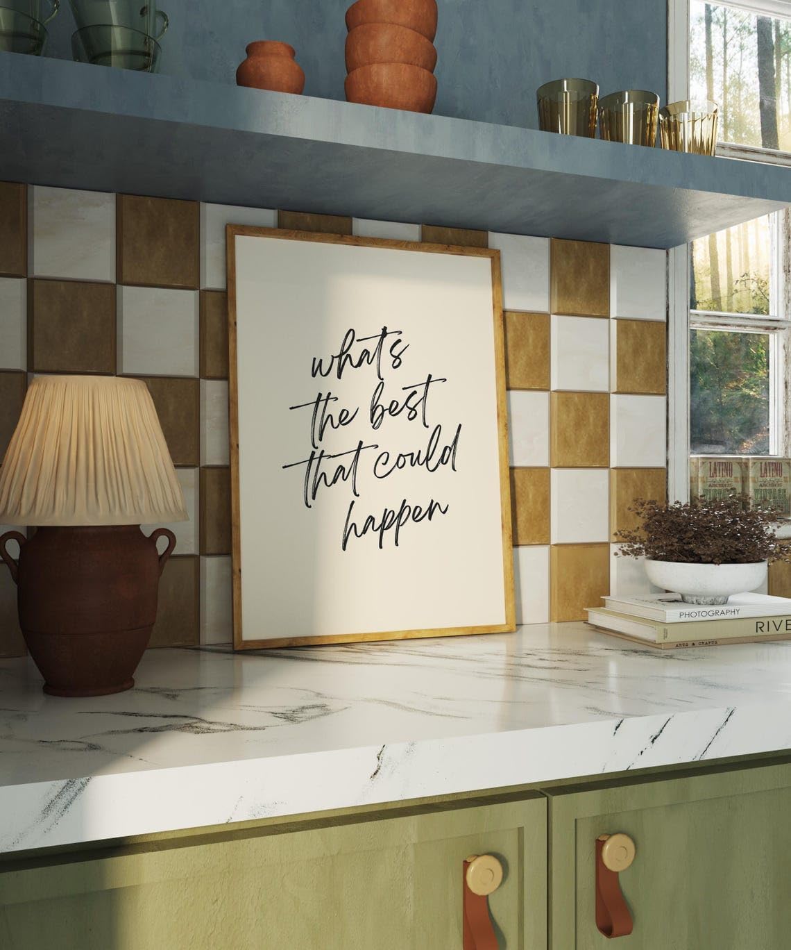 NATVVA Wall Decor What's The Best That Could Happen Canvas Art Prints Painting Inspirational Quote Picture Artwork Home Above Bed Bedroom Decoration No Frame