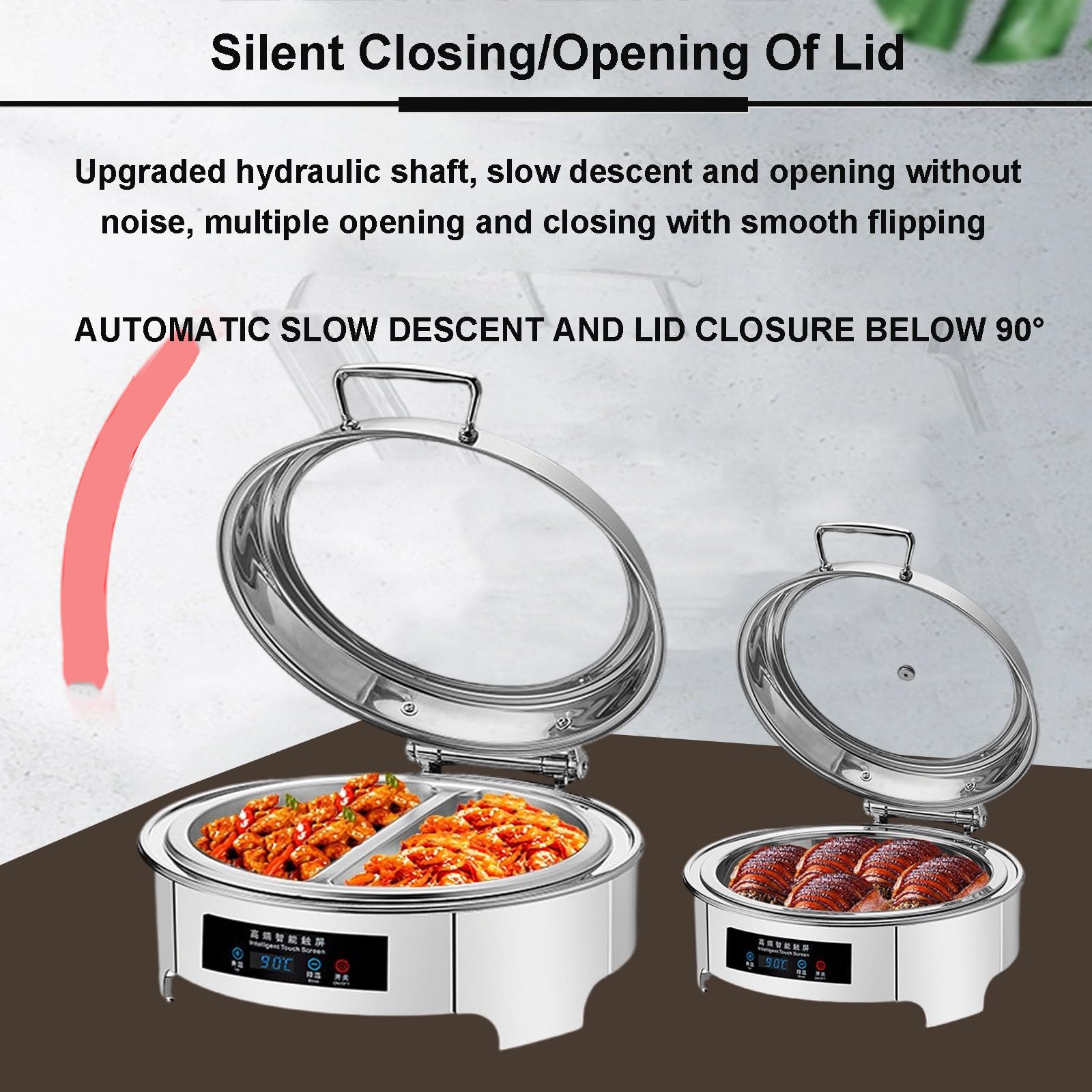 Scaldavivande Elettrico Rotondo, Riscaldatore per Buffet di Alimenti Commerciale con Coperchio Trasparente, Vassoio Riscaldante di Grande capacità 6L per Una varietà di Piatti.