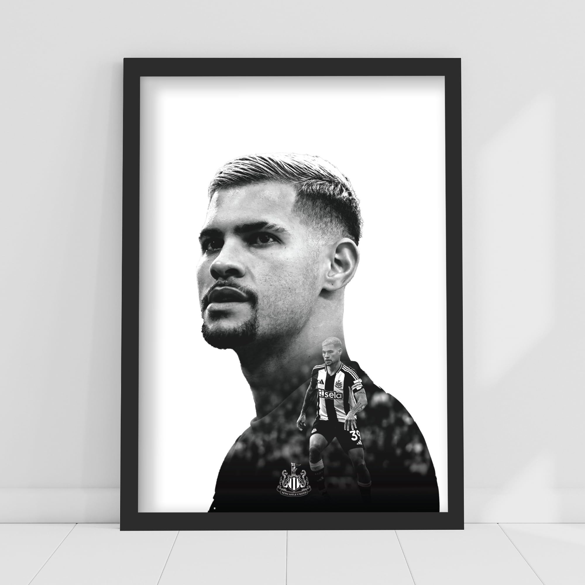 Themed Black & White Newcastle United Bruno G Black And White Portrait Print (29.7Cm X 42Cm - A3)