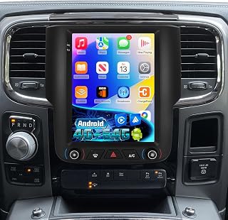 [4+64] Volxcereo Car Radio for Dodge RAM 1500 2500 3500 2013-2018 (for Auto AC), 9.7 inch Android Touchscreen RAM Stereo with Carplay/Android Auto, GPS, WiFi, Bluetooth, SWC, HiFi, FM/RDS