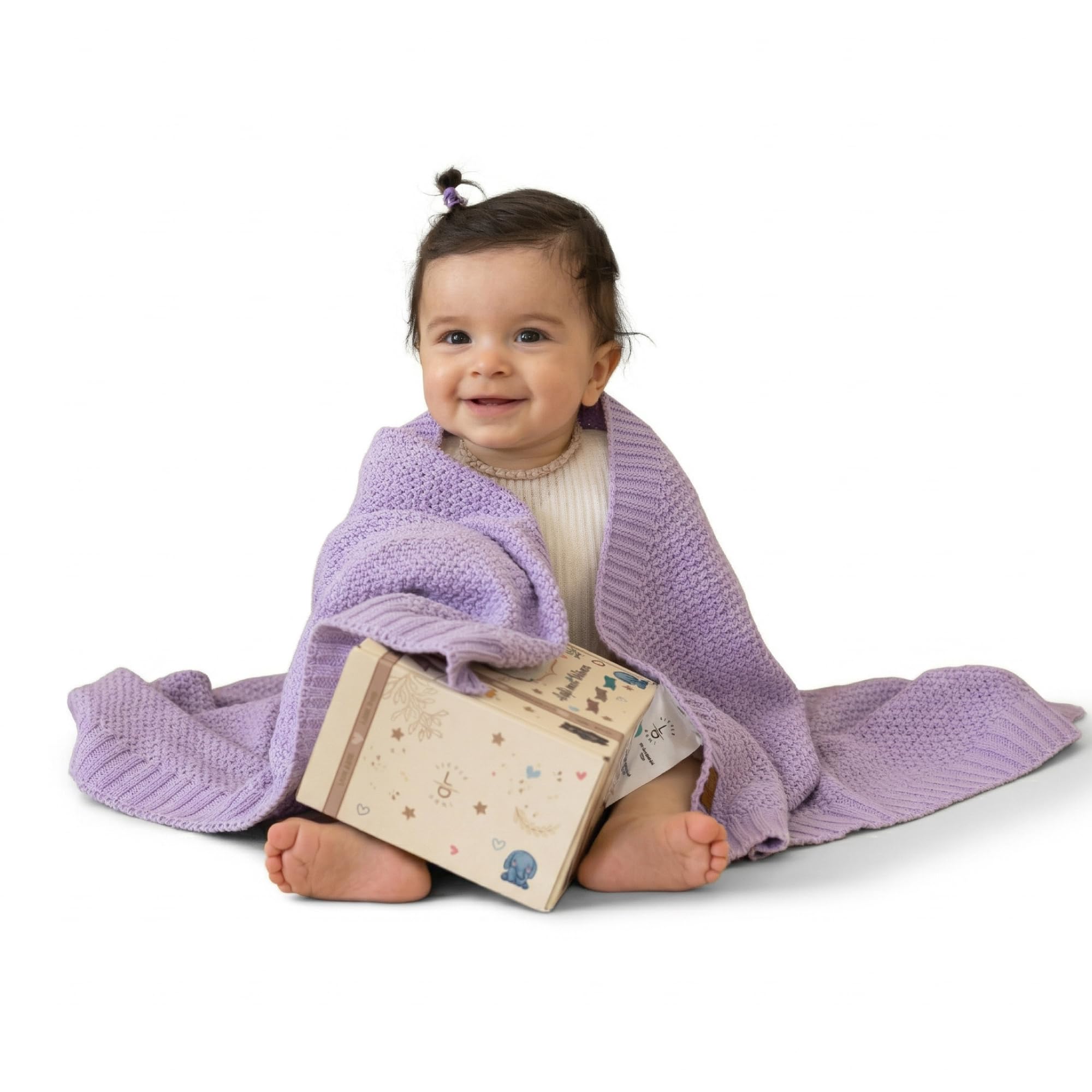Little Dedi ZOE Baby Blanket Beige - Stroller Blanket & Cuddle Blanket made from 50% Recycled Cotton & 50% Polyester - GRS & OEKO-TEX Class 1 - Soft & Washable - Gift Box — view 9