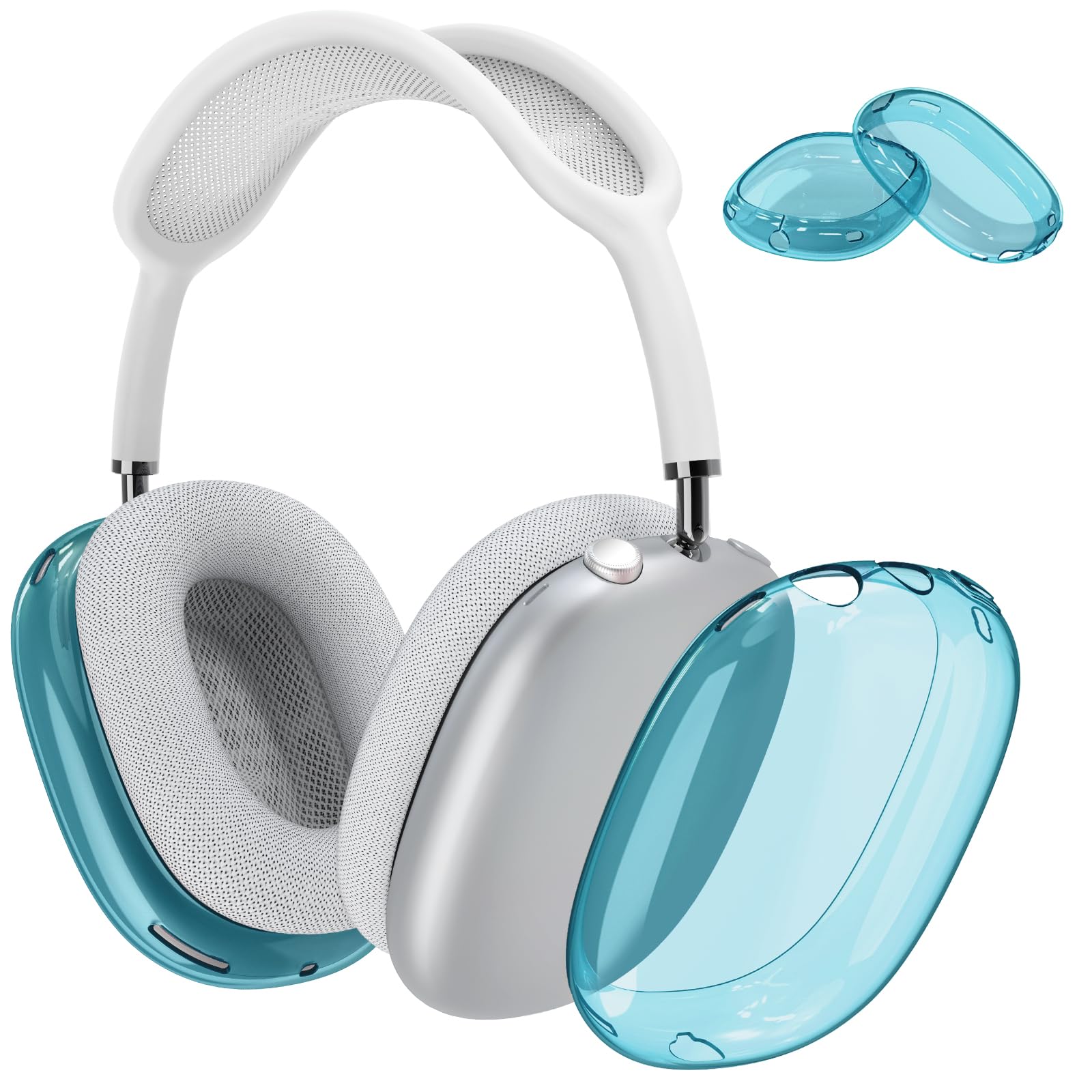 Polislime Case Cover for AirPods Max Headphones, Clear Soft TPU Earcup Cover for AirPods Max, Anti-Scratch Transparent Accessories Skin Protector for Apple AirPods Max (Clear Blue-MT1)
