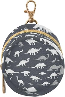 Pacifier Holder with Clip Pacifier Case for Diaper Bag Round Baby Pacifier Pouch Box Bag Portable Dark Grey Dinosaurs