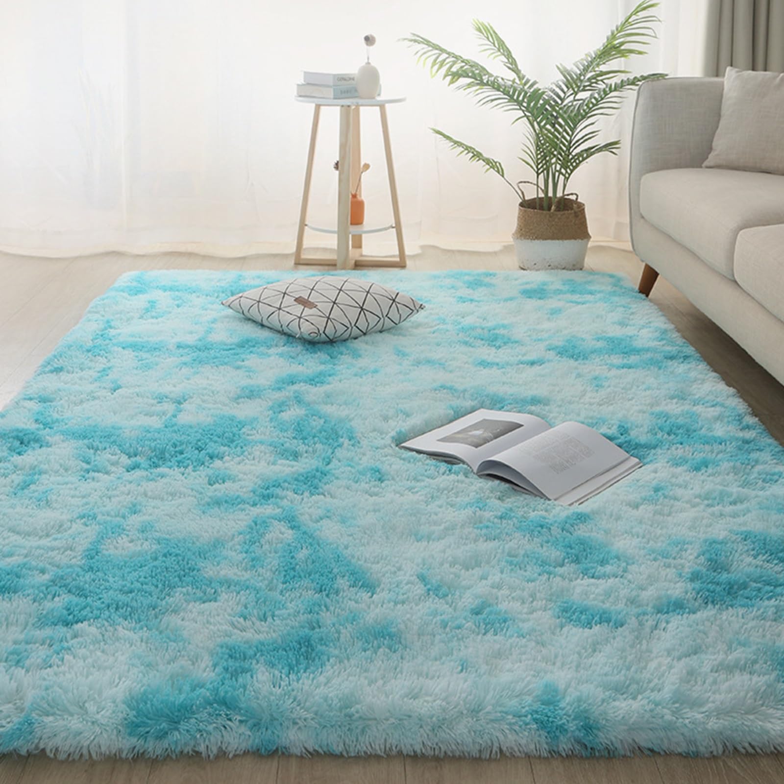 Tapis salon bleu ciel extra large moelleux pour transformer le sol de votre chambre