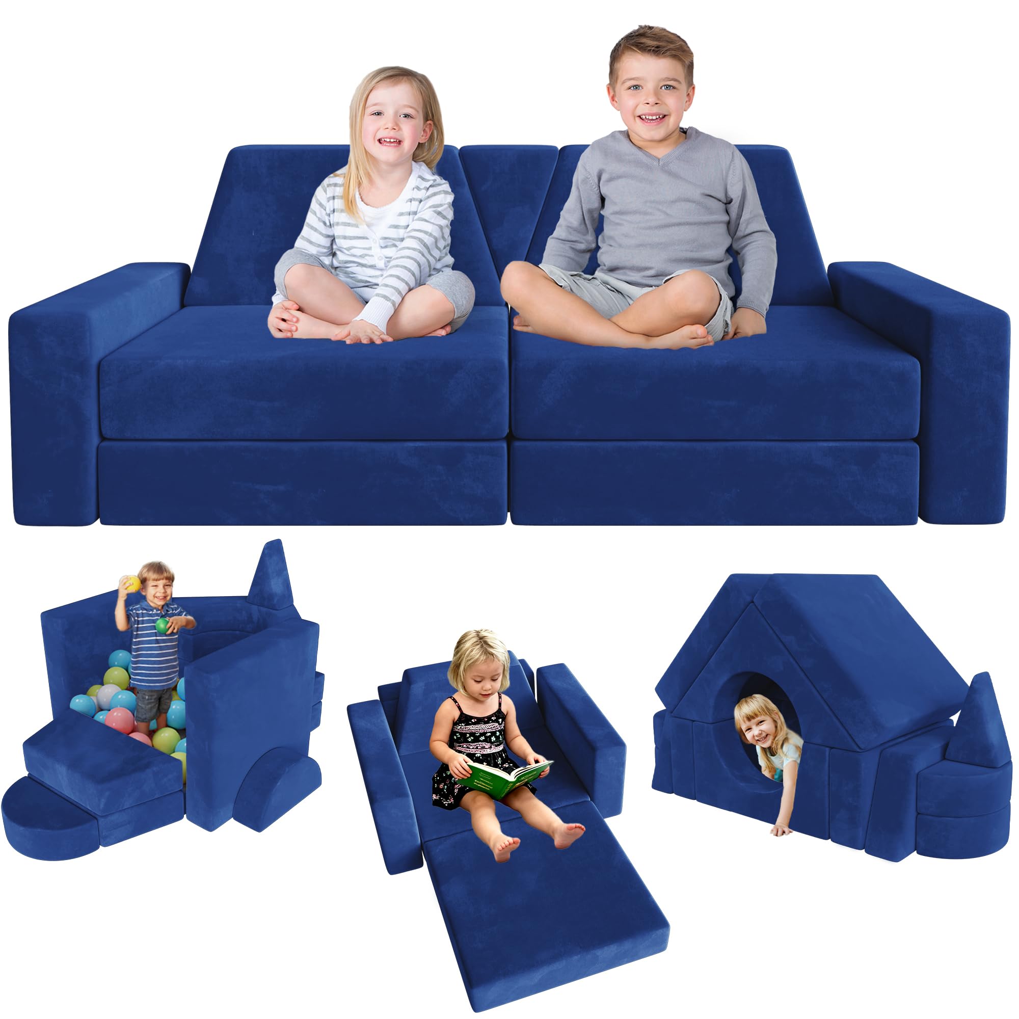 YEFU 15pcs Modular Kids Play Couch，1000+ Imagination Creative Play