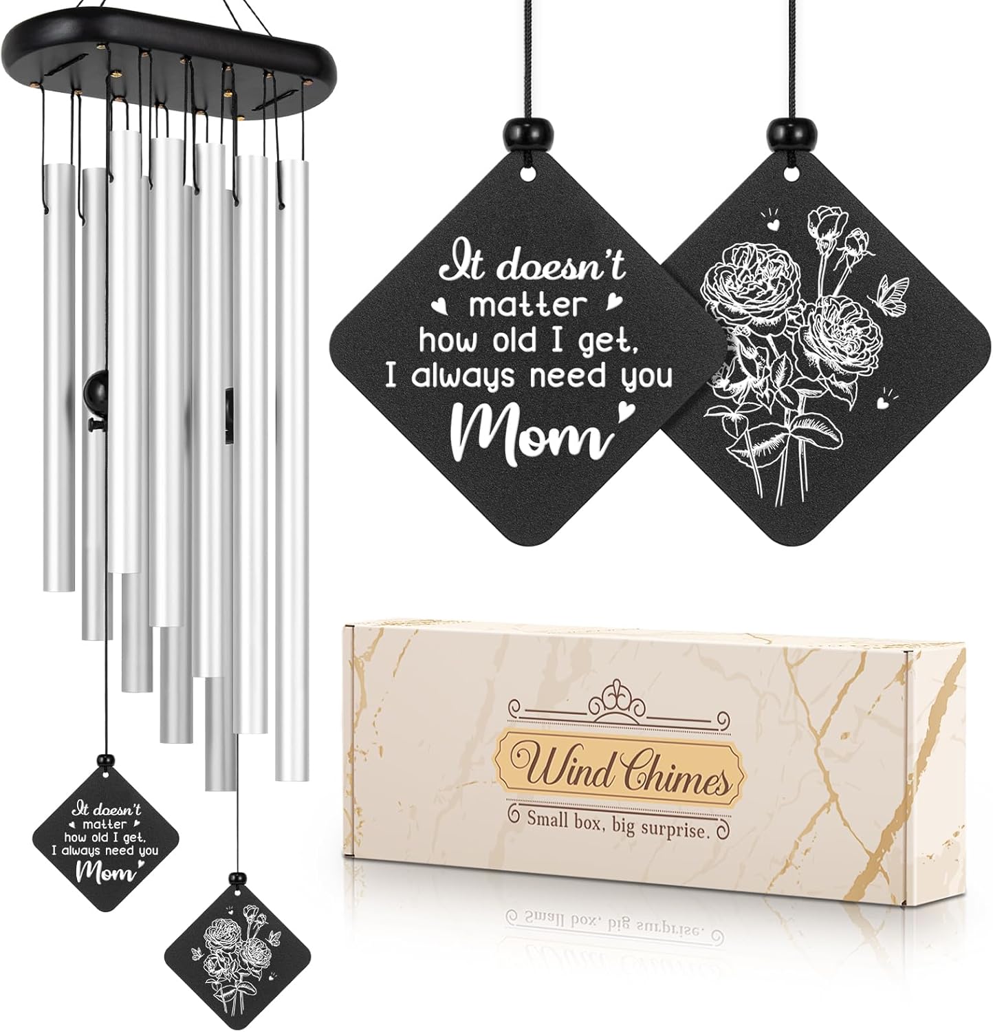 Mom Gifts for Mothers Day, Mom Birthday Gifts Wind Chimes, Best Moms Gift from Daughter Son, Mother Gift for Birthday, Mothers Day, Thanksgiving, Christmas, Patio Porch Balcony Decoration 26"