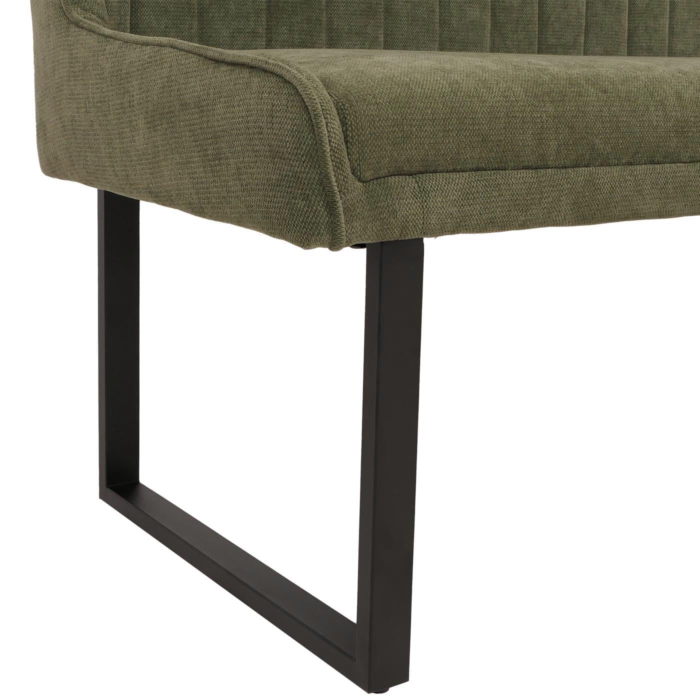 Banco de esquina HWC-O82, banco de comedor, Öko-Tex (310 g/m²), tela de chenilla, textil y metal, 210 x 159 cm, color verde