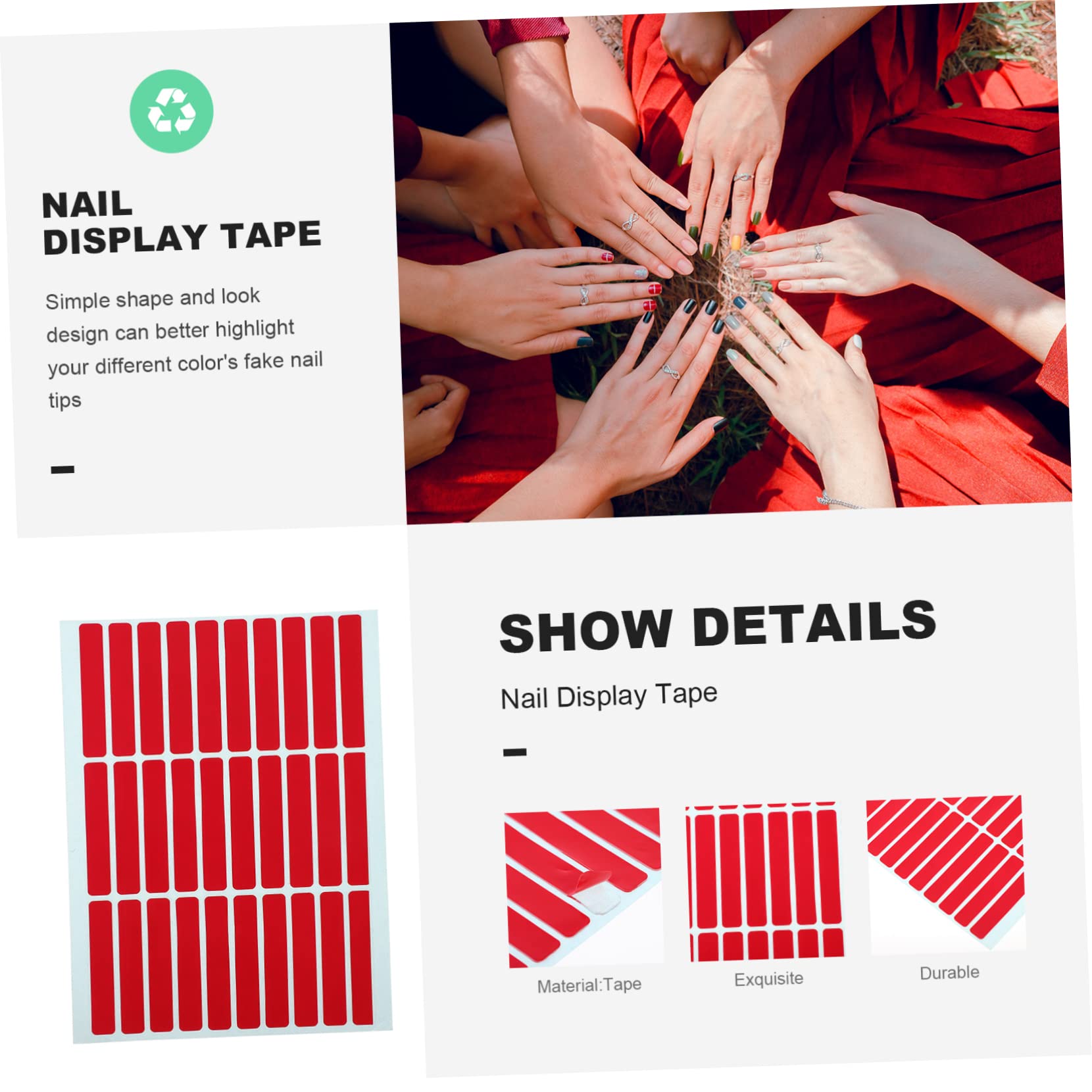 IWOWHERO Sturdy Nail Display Holder Tape 5 Sets of Manicure Display Tape Non-marking Adhesive