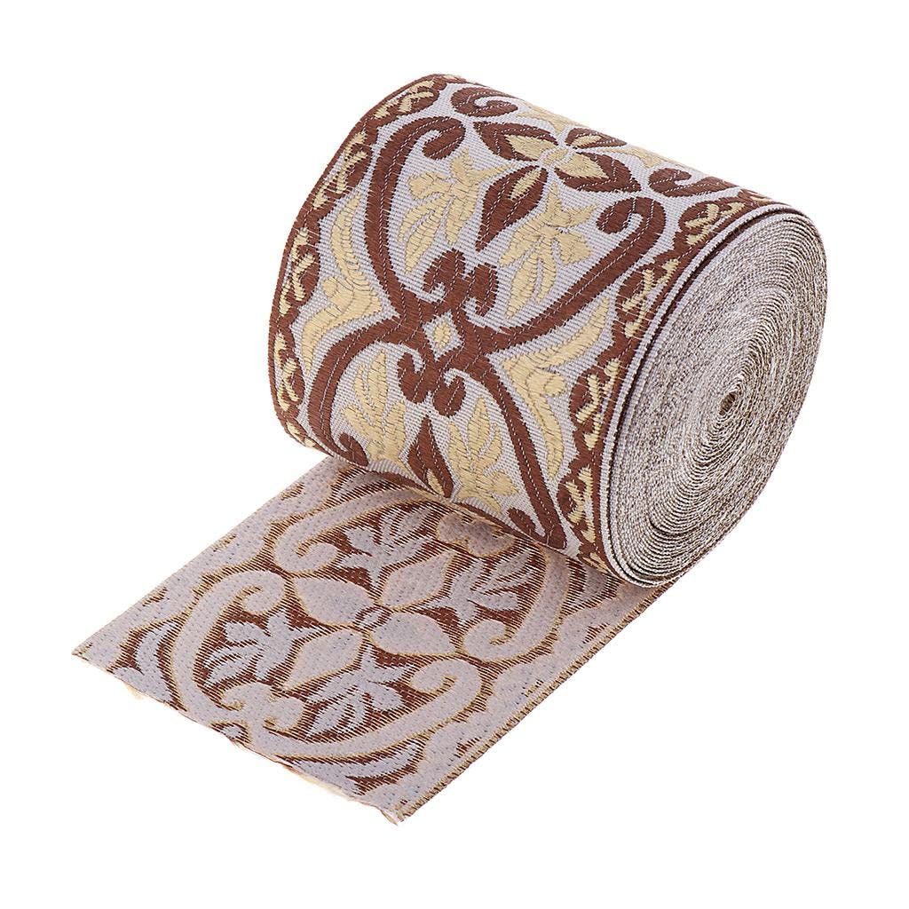 Juego de 10 cintas de tela jacquard beige de 5 m para costura y manualidades, 6 cm, color, 6 cm x 5 m