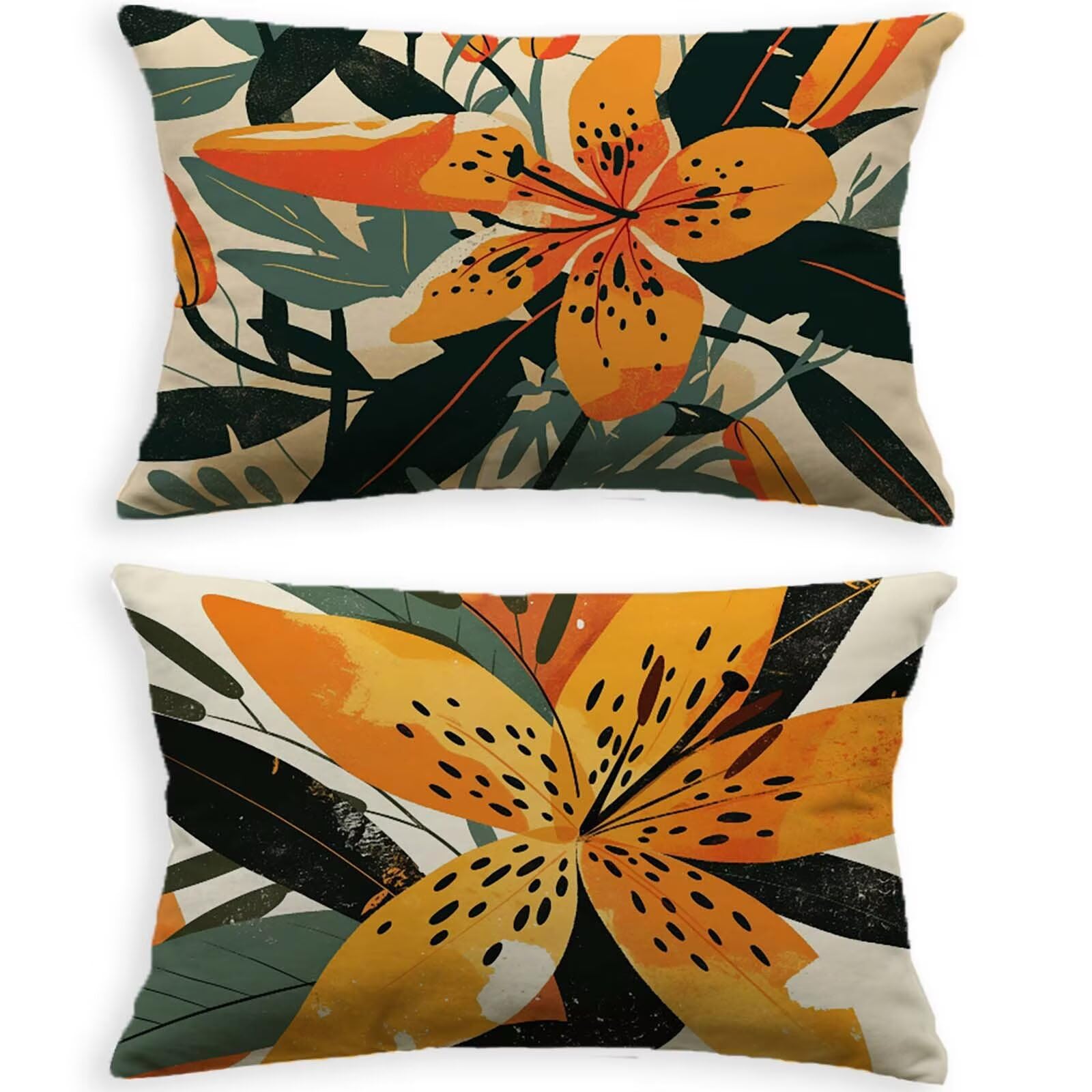 Coussin fleur orange en velours 50x70cm pour réchauffer votre déco de salon en automne