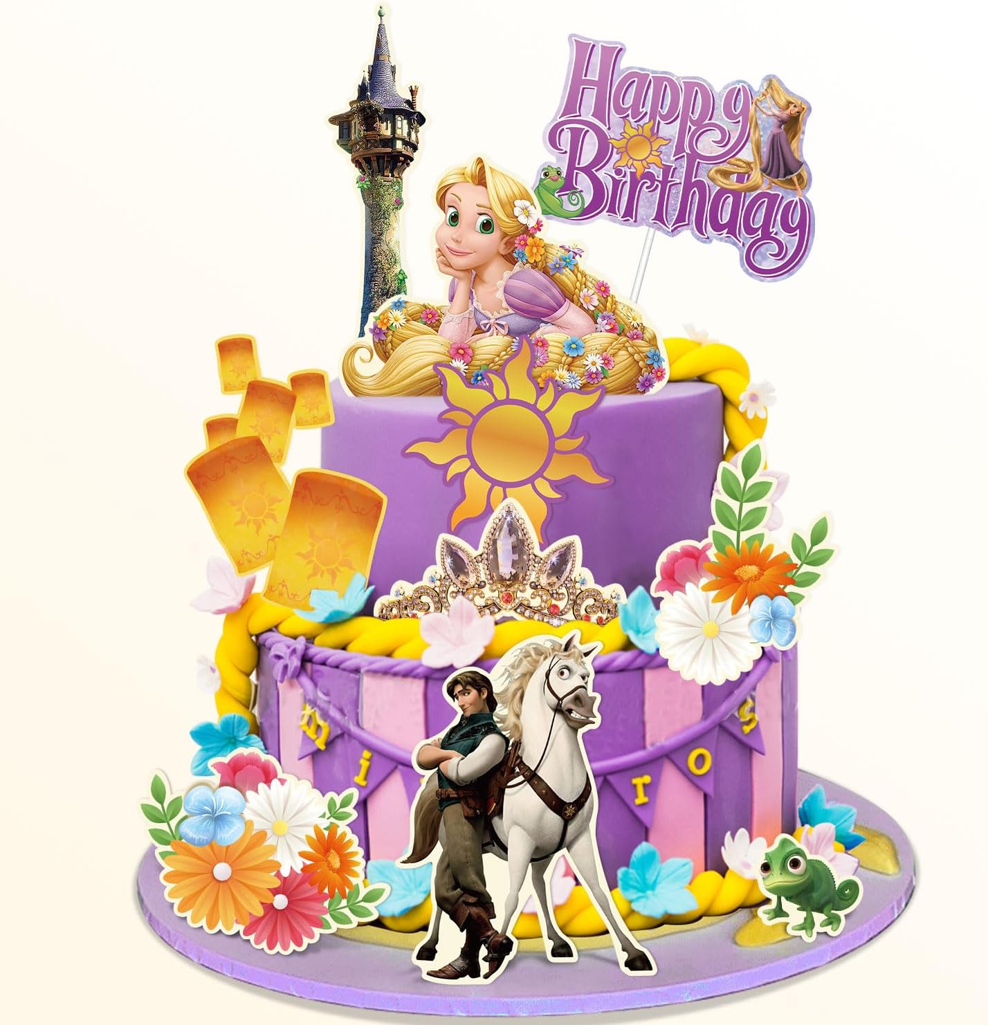 Compr 10pcs Disney Princess Cake Decorations, Purple Cake Topper for Birthday, Baby Shower