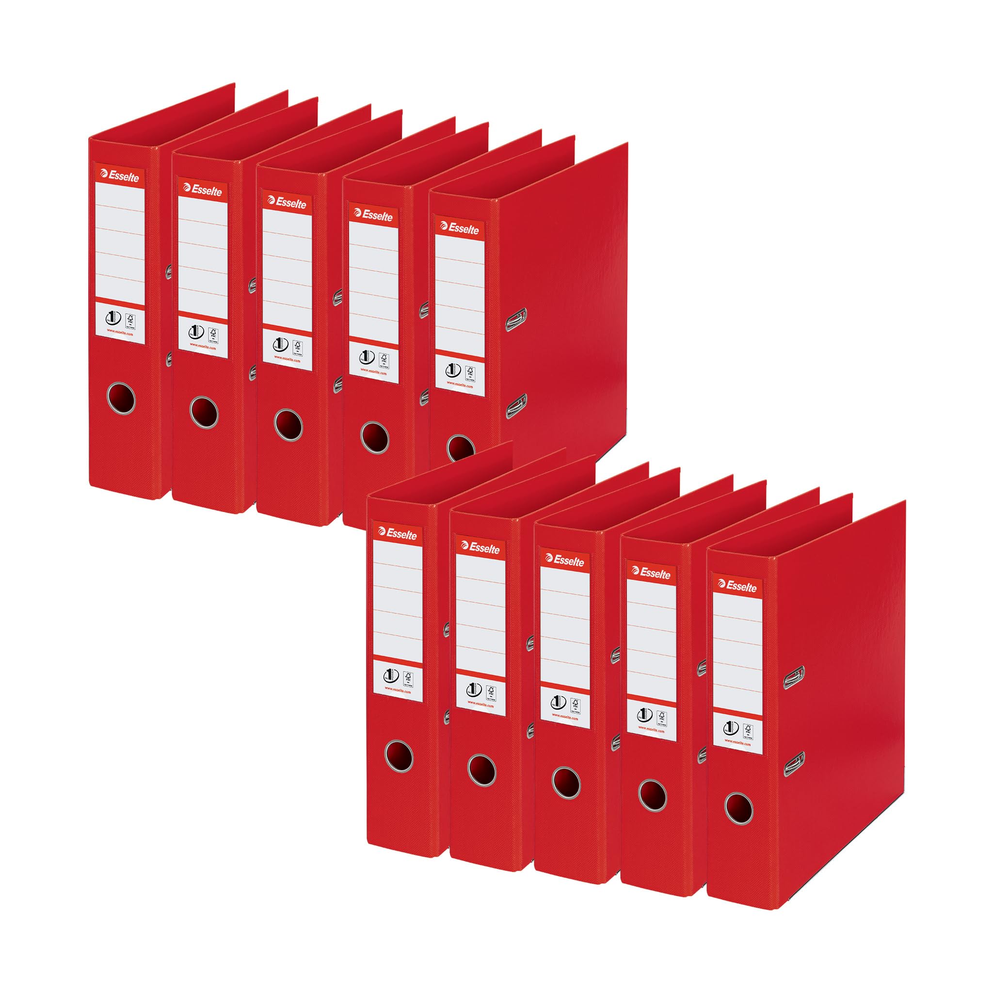 Esselte No. 1 Lever Arch File PP Slotted 75mm Spine A4 Red Ref 879983