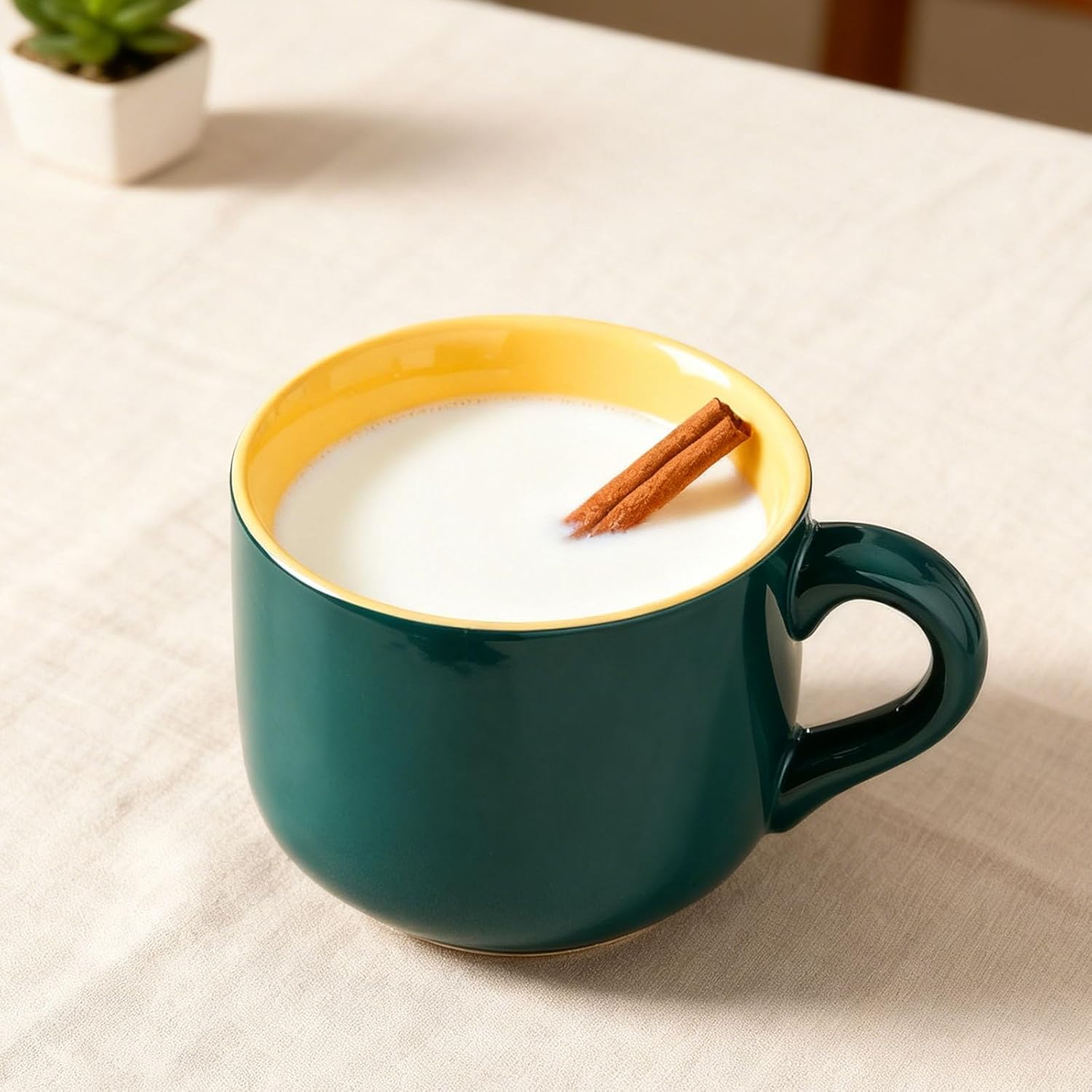 Arawat 21oz Soup Bowls Microwave Safe with Handles Spoon and Coaster XXL Coffee Mug Cute Large Soup Mugs Big Ceramic Tea Cups Cappuccino Cup Gift Birthday Gifts for Women and Men Large Mug