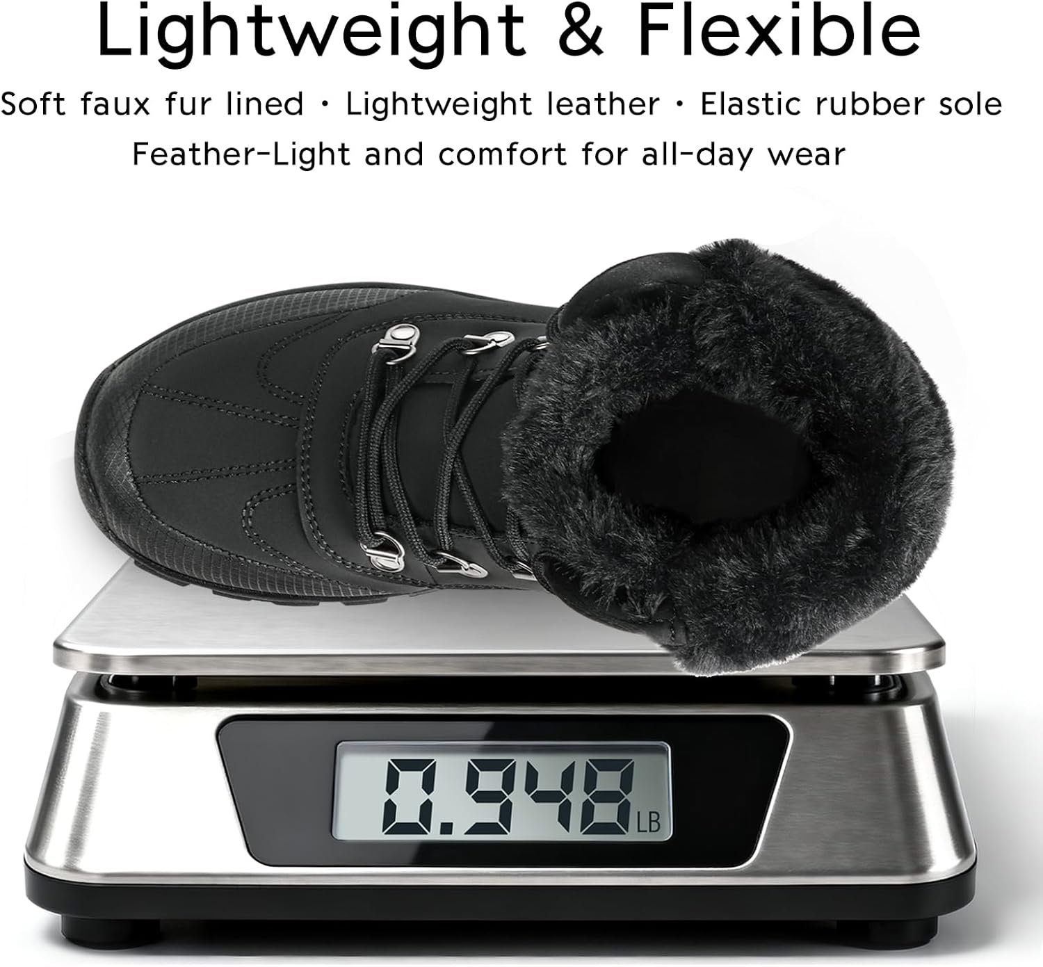 Women's Waterproof Winter Snow Boots丨Warm Faux Fur Lined Insulated Lightweight Non-Slip Lace-Up Mid-Calf Booties - Image 7