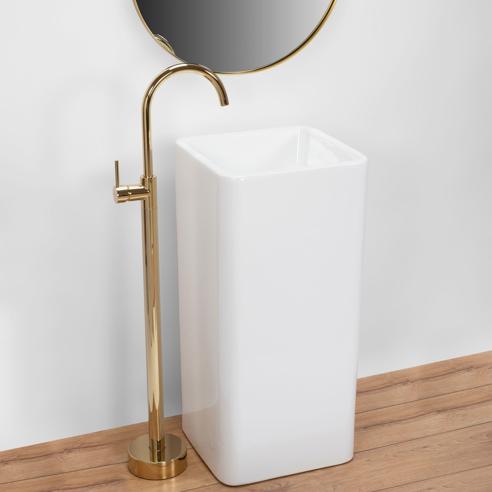 Rea HOLLY Lavabo Independiente Lavabo de baño 40 x 40,5 x 85 cm Cerámica (Blanco)