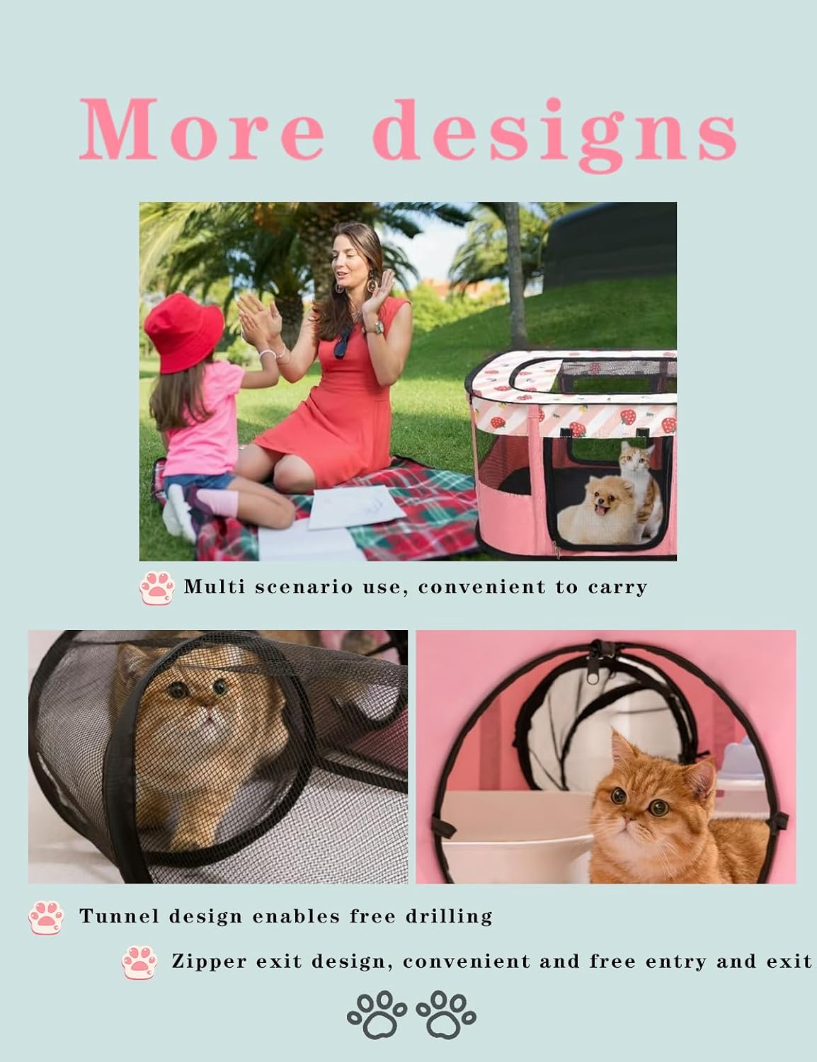 Cat Mesh Tent with Tunnel: Outdoor Enclosure, Cage, and Playpen Indoor Cats. Also Ideal Yard Playhouse. (Green Medium (31.5" L x 23.6" W x 21.7" H))