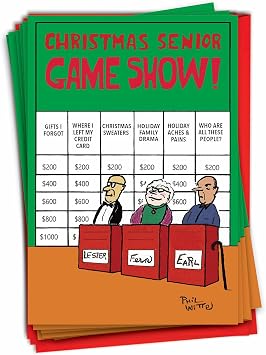NobleWorks 12 Christmas Funny Boxed Cards Senior Game Show C6213XSG-B12x1