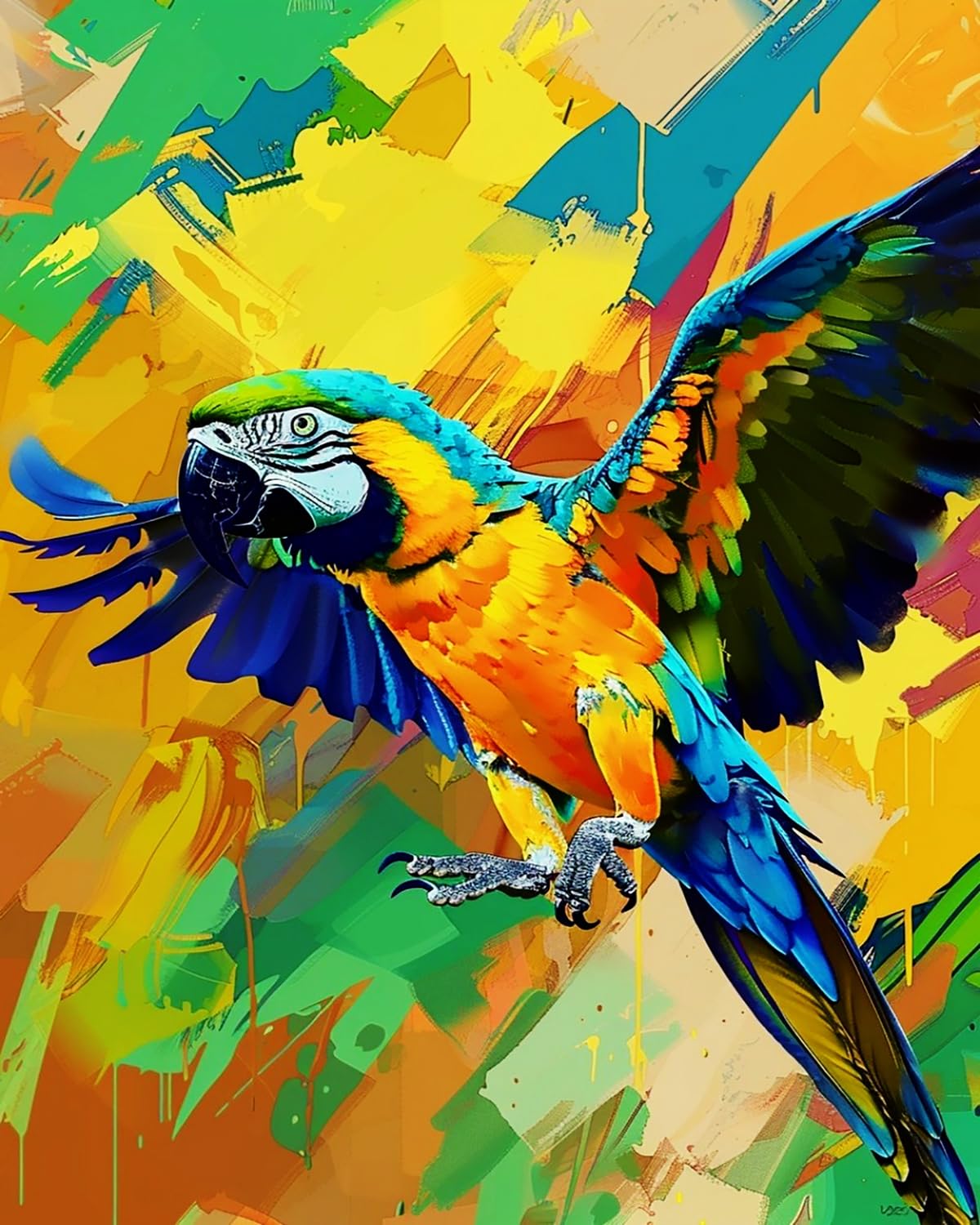Liubaishi Multicolour Paint By Numbers For Adults, Colourful Winged Parrot, 40X50 Cm Acrylic Canvas Painting Kit