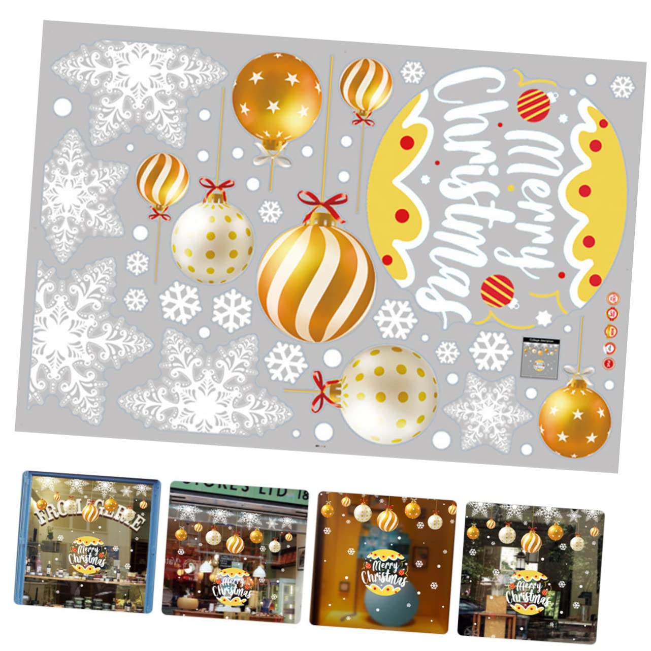 PRETYZOOM 5 Blätter Statische Weihnachtsaufkleber Urlaub Selbstklebender Aufkleber Schneeflocken-fensteraufkleber Weihnachtskugel Fenster Haftet Weihnachts-schneeflocken-aufkleber Pvc