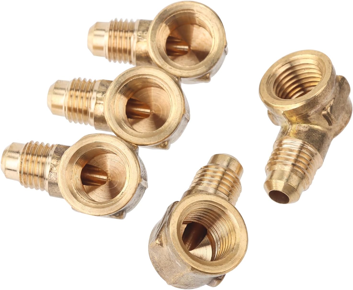 LTWFITTING Brass 1/4" OD x 1/4" Female NPT 45 Deg Flare 90 Degree Flare Elbow Tube Fitting(Pack of 5)