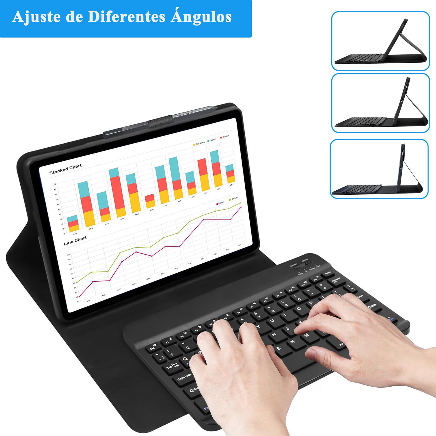 Funda Teclado para Lenovo Tab M11 2024 11 Pulgadas, Español Ñ Bluetooth Magnético, Smart Funda con Teclado QWERTY para Lenovo Tab M11 Tablet 11" (TB330FU/TB330XU) 2024, Negro