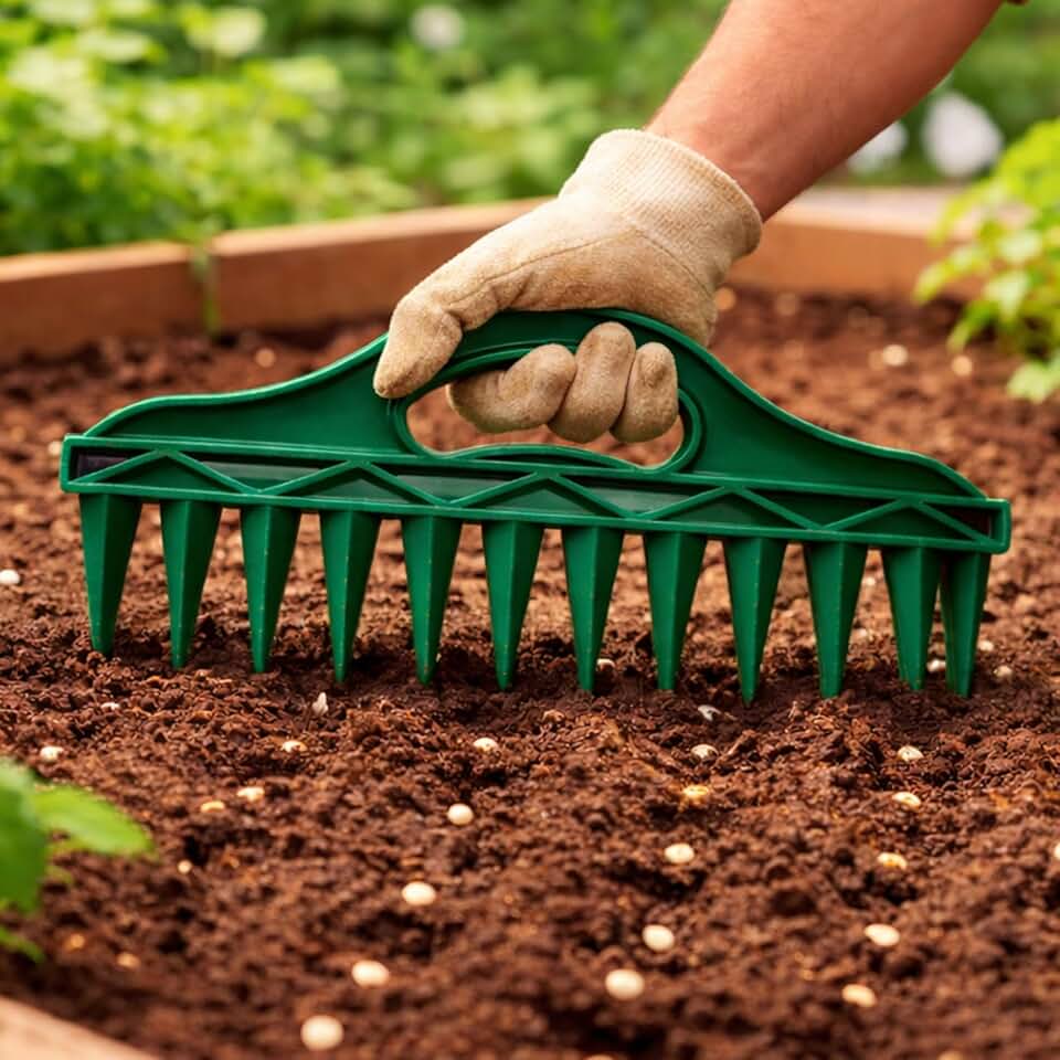 Seed Dibber, Multifunctional Seed Spacer Tool, Seed-in Soil Digger Garden Spacer for Planting (Green)