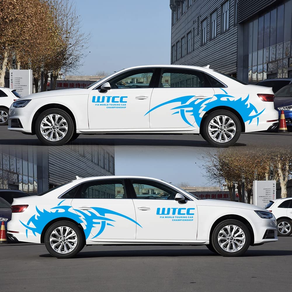 1Pair Adesivo Laterali per Carrozzeria Auto Sticker Universale Sport - Decalcomanie in vinile - Impermeabile - 160cm x 60cm (Blu)