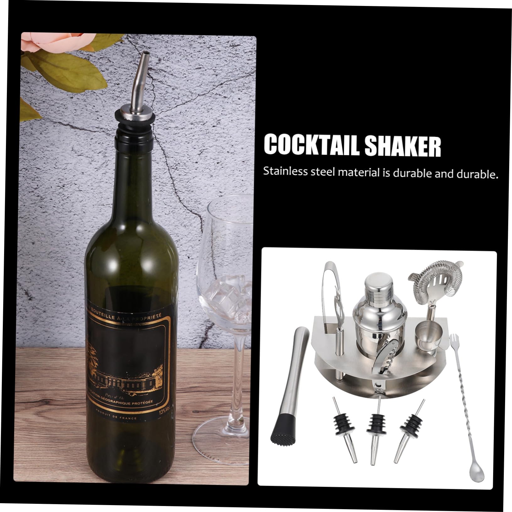 Ciieeo Kit Shaker Cocktail Acier Inoxydable Outil de Bar Polyvalent pour Maison Kit Complet pour Préparation de Cocktails