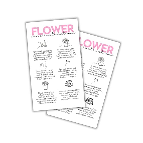 Fresh Flower Care Instructions Cards | 50 pk 2x3.5” Kraft