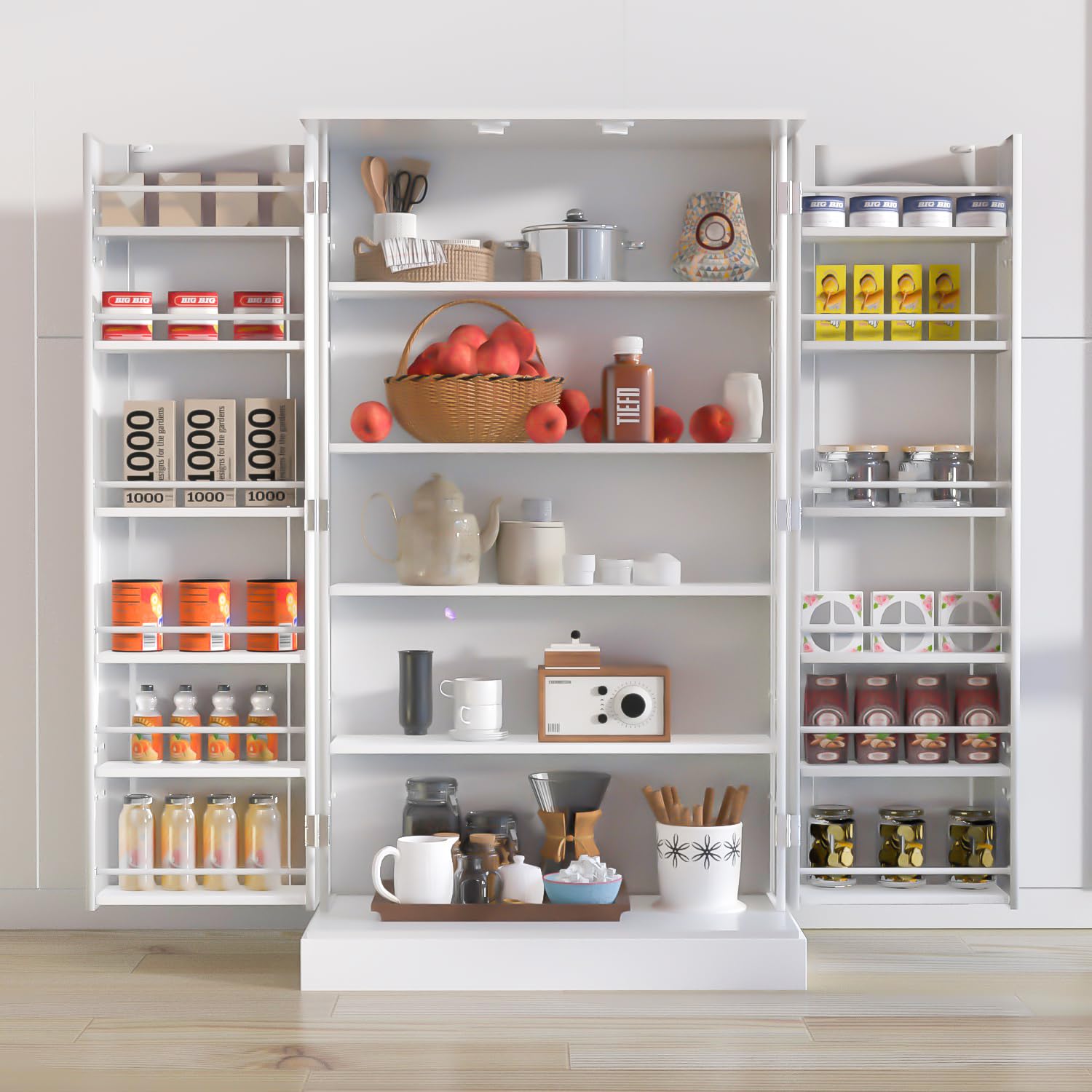 VEKOO 41" Kitchen Pantry Storage Food Storage with Doors and Adjustable Shelves