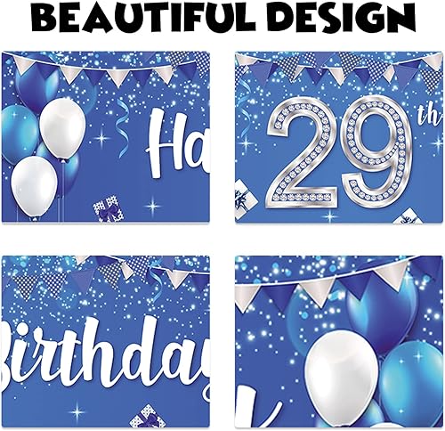 Miniatura 3 de Cartel de feliz cumpleaños número 29, globos de regalo de cristal con estrellas brillantes y confeti, decoración temática para hombres y mujeres,