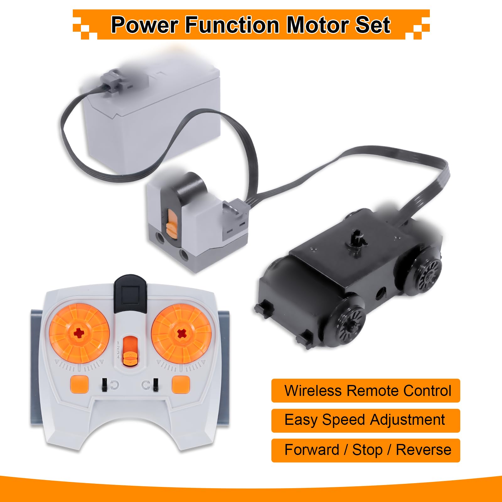 Servomoteur Power Fonction Kit Binghe Lot 11 Moteur kit avec XL/L/M Servo, Servomoteur, Moteur à traction, Télécommande 2,4G, Câble d’Extension, Bande lumineuse, Récepteur, Interrupteur de commande