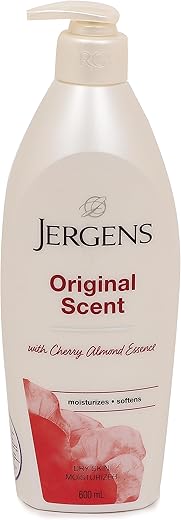 Jergens Original Scent Dry Skin Lotion, Body and Hand Moisturizer for Long Lasting Skin Hydration, with HYDRALUCENCE blend and Cherry Almond...