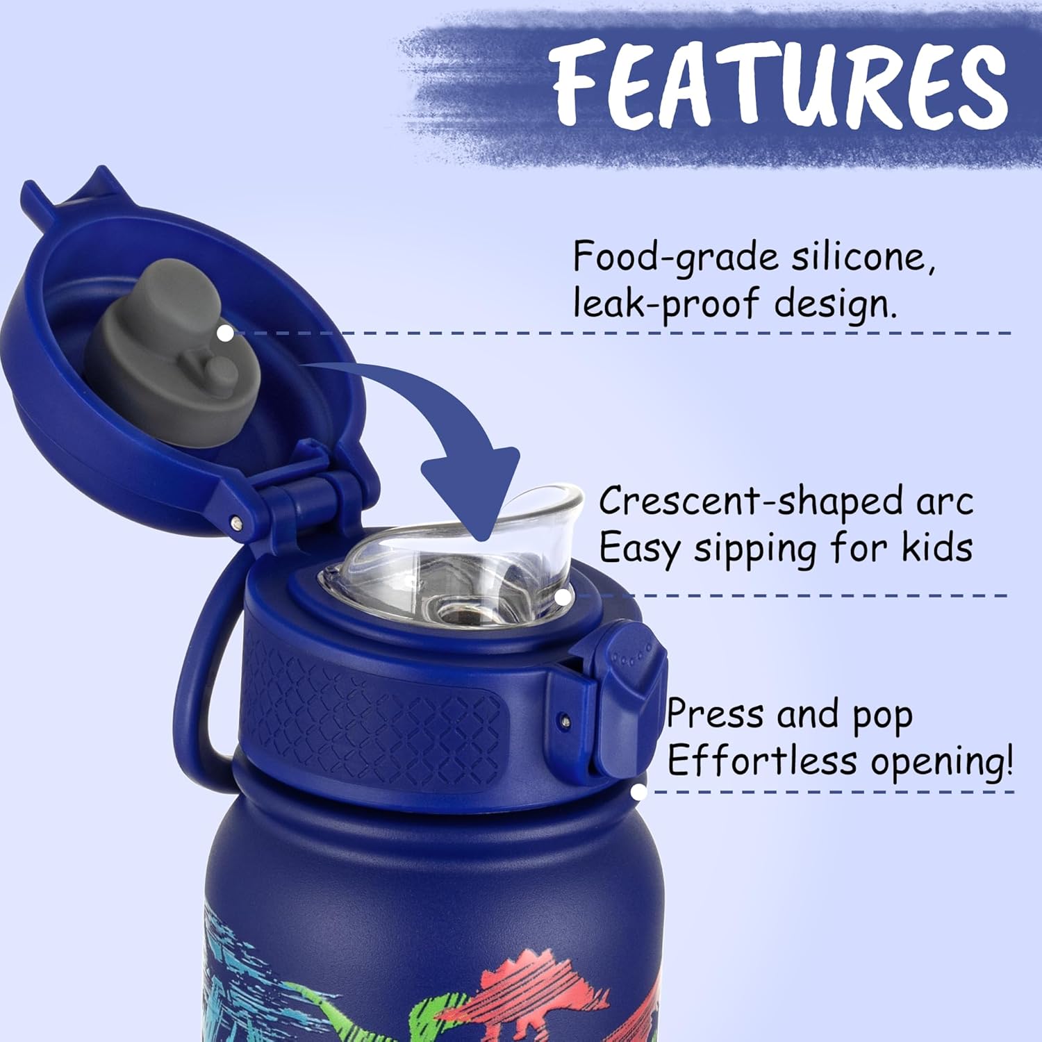 GOPPUS 12oz Kids Water Bottle – BPA-Free, Leak-Proof, Insulated Stainless Steel – Sweat-Proof, Reusable for School, Sports, and Outdoor Activities - Image 3