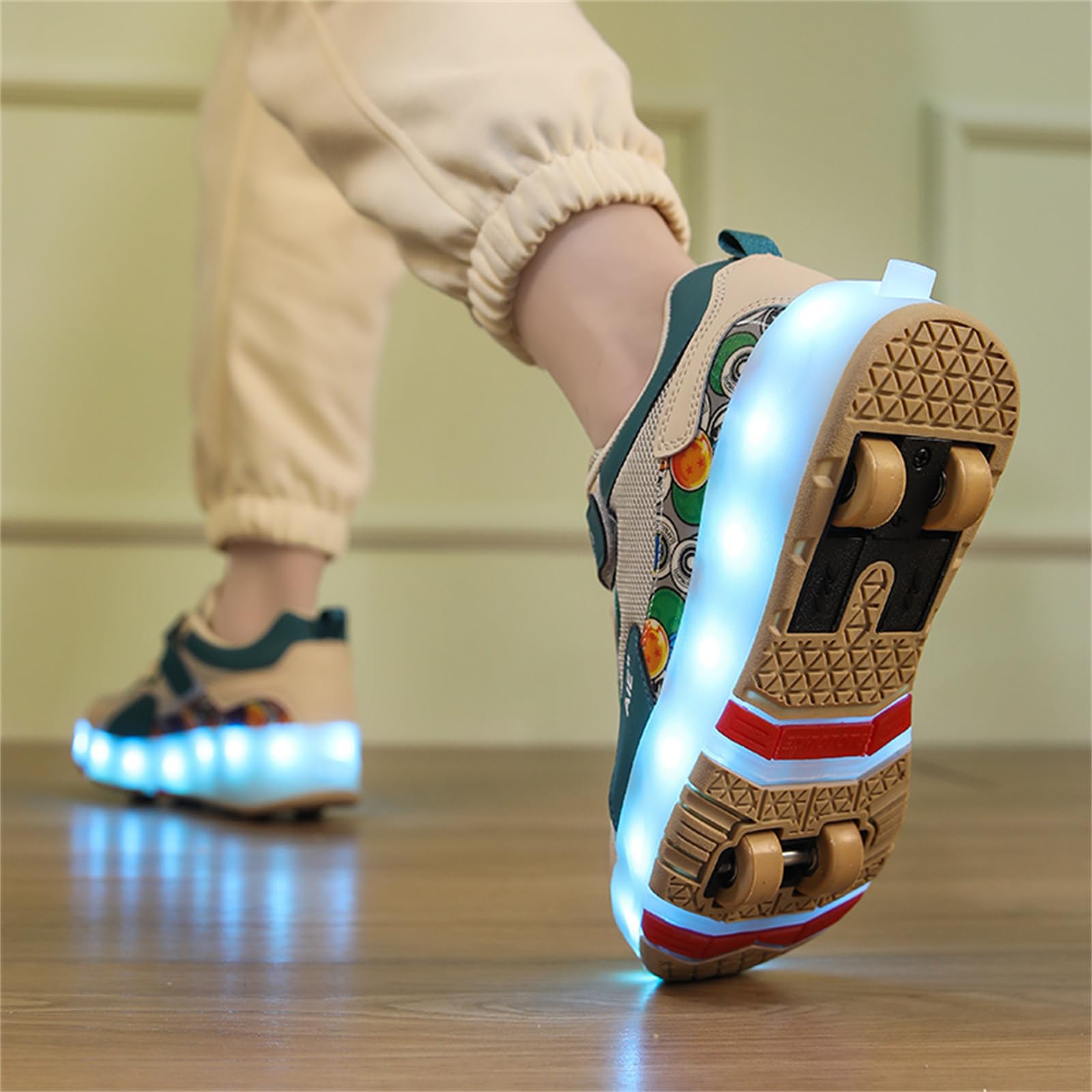 Mateju Chaussures à roulettes Fille Garçon, 2 en 1 Patins à roulettes Rétractable Enfant avec 4 roulettes Chaussures de Skateboard Réglables Adolescents pour Homme Femme 30-42 EU