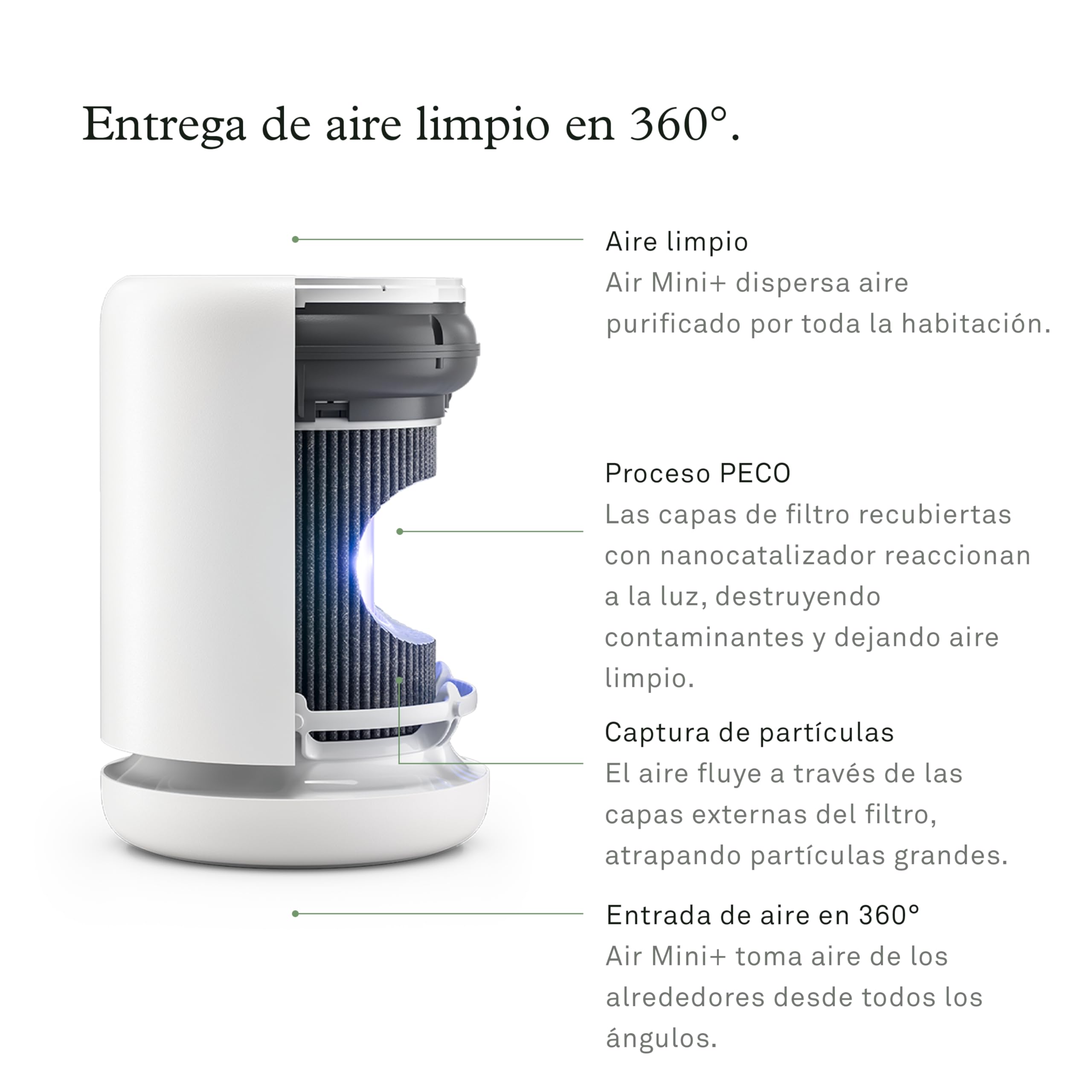 Molekule Filtro PECO para Purificadores de Aire Mini y Mini+ - Filtro de Reemplazo, Destruye Virus, COV, Alérgenos, Bacterias, Moho, Humo - Nanotecnología Avanzada, Reemplazo cada 6 Meses
