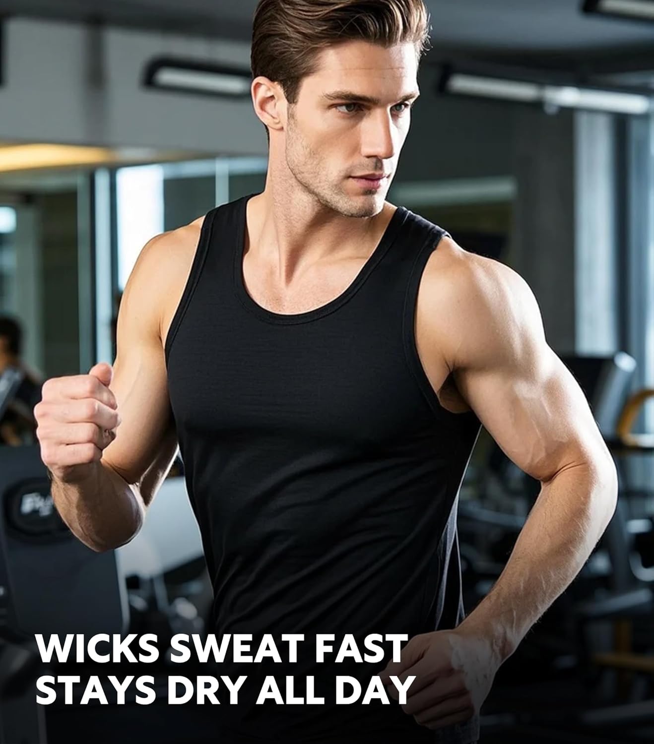 DAVID ARCHY Men's Tank Top Undershirts Moisture Wicking Quick-Dry A-Shirts Soft Silky Undershirts Tank Shirt for Men 3 Pack - Image 2