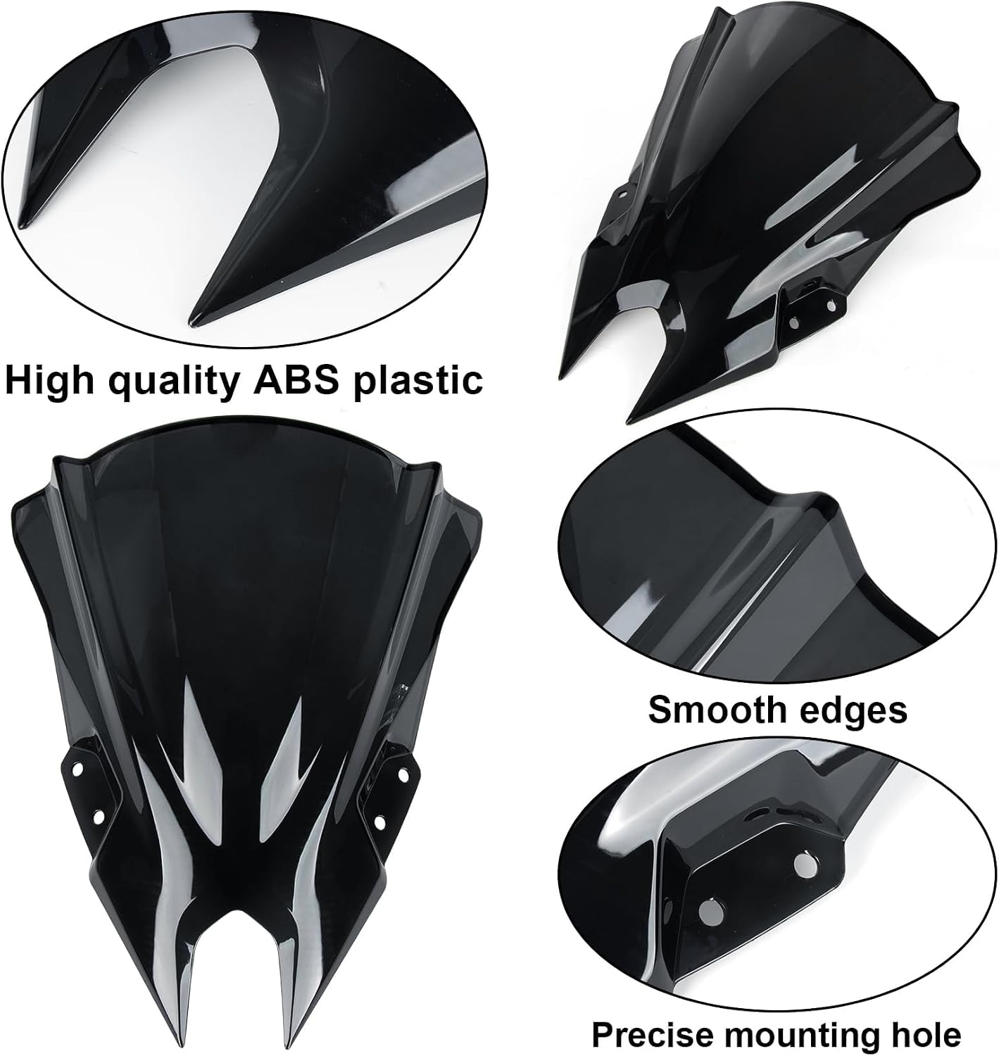 Windshield for NINJA500 SE 2024 2025 2026, PSLER Windscreen Double Bubble Wind Deflector Protector Fairing for NINJA500 SE Ninja 500 2024 2025 2026 (18" Black)