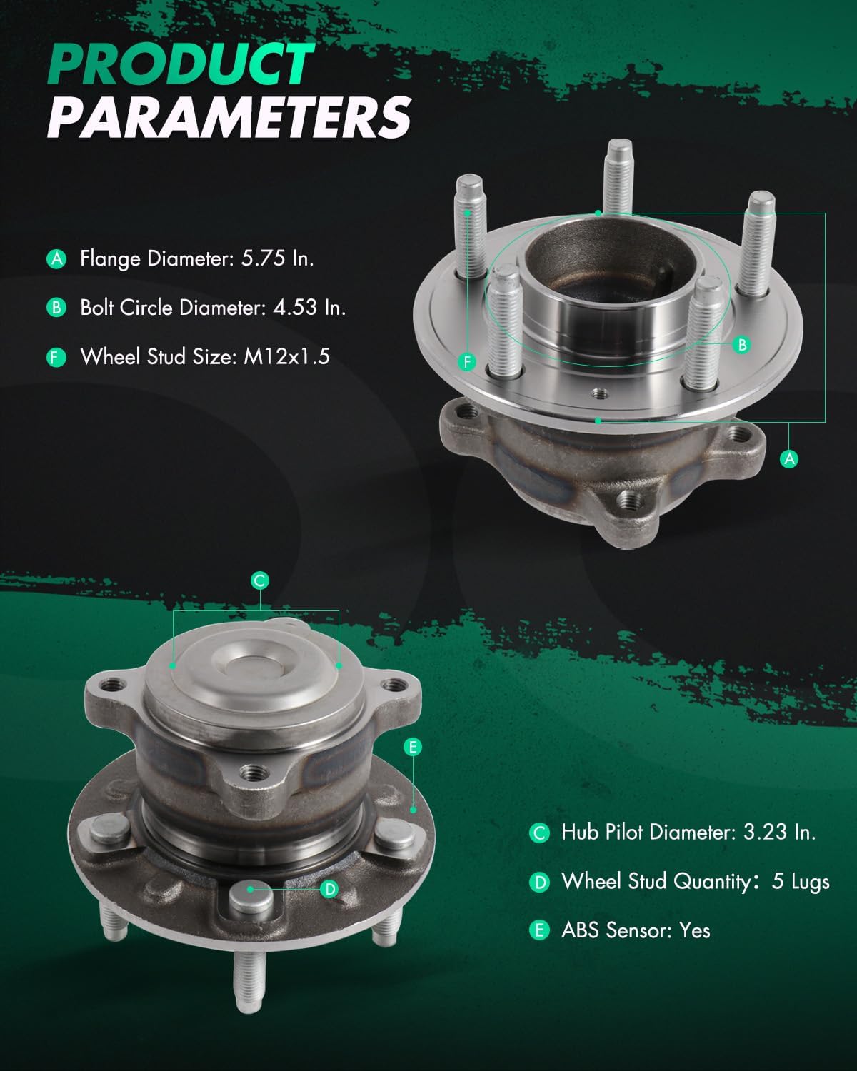SCITOO 1 x Rear Wheel Bearing and Hub Assembly 2014-2017 For Buick Verano,2014-2015 For Chevrolet Cruze,2013-2015 For Chevrolet Volt,W/ABS 5-Lug 1.4L 1.8L 2.0L 2.4L 512508