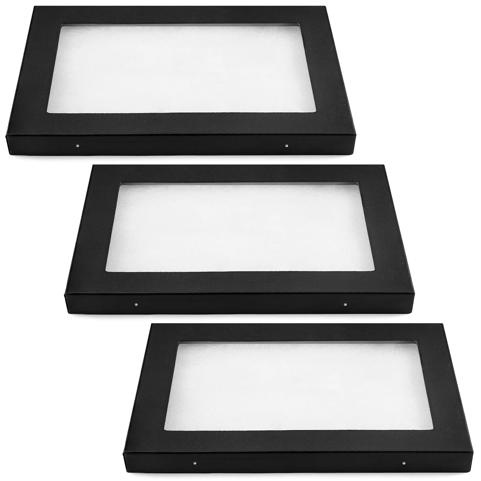 Riker Display Cases Large Collectibles Display Cases Transparent Top for Collectibles Jewelry Pins(15.9 x 12 x 0.98 Inch, 3 Pack)