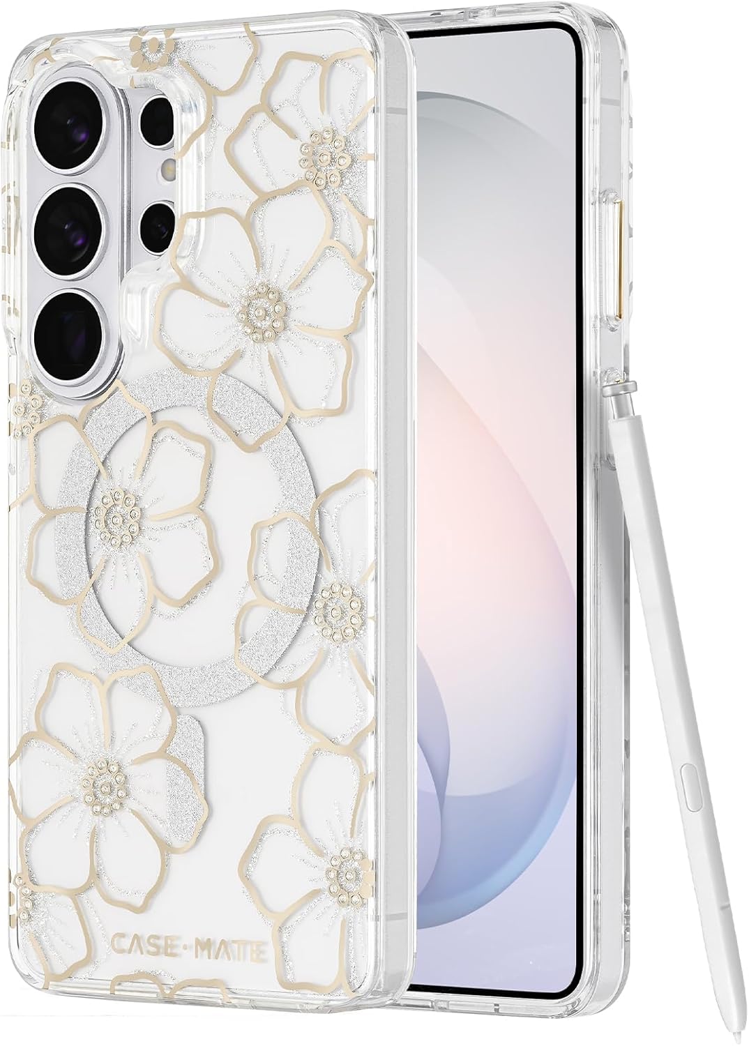 Case-Mate Samsung Galaxy S26 Ultra Case [Magnetic & Wireless Charging] - Sparkly Floral Phone Case w/12ft Drop Protection - Premium Magnetic Phone Cover for Samsung Galaxy S26 Ultra 6.9" - Floral Gems