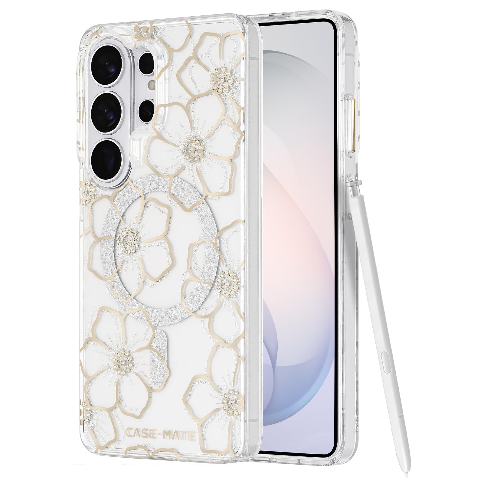 Case-Mate Samsung Galaxy S26 Ultra Case [Magnetic & Wireless Charging] - Sparkly Floral Phone Case w/12ft Drop Protection - Premium Magnetic Phone Cover for Samsung Galaxy S26 Ultra 6.8" - Floral Gems