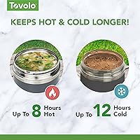 Vista 5 de Tovolo Contenedor de comida aislado para alimentos fríos y calientes, termo de acero inoxidable de 1 cuarto de galón con tapa a prueba de derrames