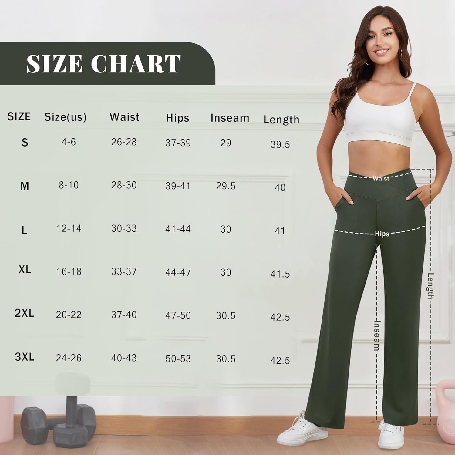 Womens Wide Leg Yoga Pants Crossover Work Dress Pants Lounge Sweatpants Casual Trousers with Pockets - Image 6