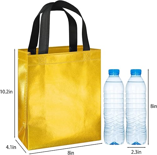 Miniatura 4 de BLEWINDZ 10 bolsas de regalo de tamaño mediano  Bolsas de compras reutilizables de 10.2 pulgadas con asas  perfectas como bolsas de recuerdo de