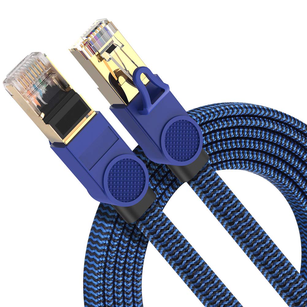 DanYee CAT8 Ethernet Cable 【1 Year Hassle-Free Warranty】 Nylon Braided High Speed LAN Network Patch Cable 40Gbps 2000Mhz S/FTP LAN Wires [Fluke Certified] CAT8 RJ45 Ethernet Cable (10M, BLUE)