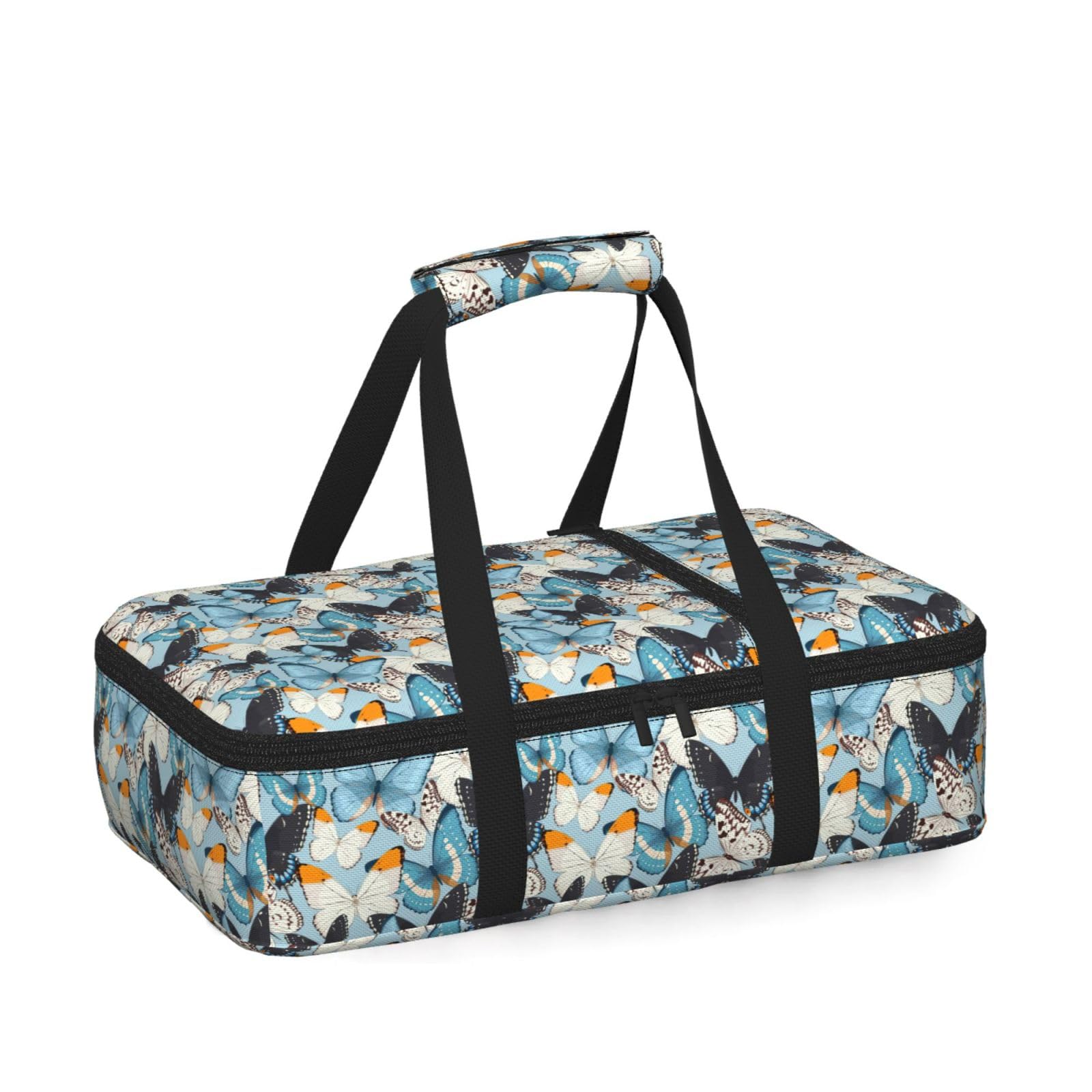 Butterfly Print Insulated Thermal Food Storage Bag Daily Reusable Picnic Tote Lunch Box Home