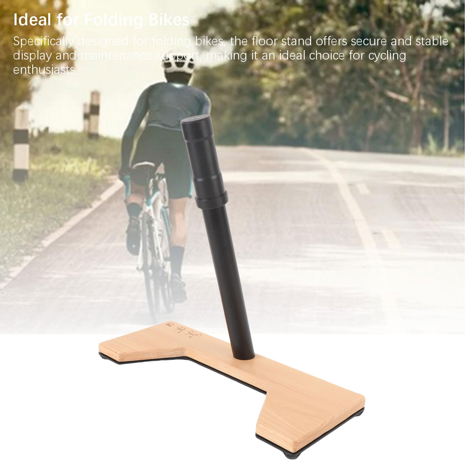 Tbest Portabici Pieghevole in Legno Massello Espositore da Pavimento in Alluminio per Garage per Interni Ed Esterni