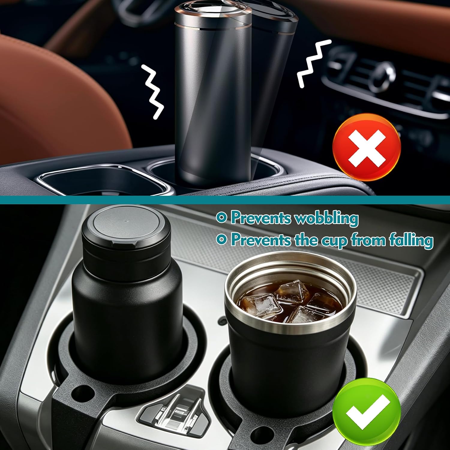 2-Pack Cup Holder Spacer for Kenworth, for Peterbilt, Truck Cup Holder Insert Adapter, No Tools Required, Stable Fit, Not for Kenworth W900, Fits 77mm Diameter